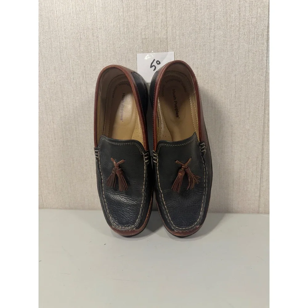 Hush Puppies Mens Leather Tassel Loafers Black Brown H100771 Size 8 M‎